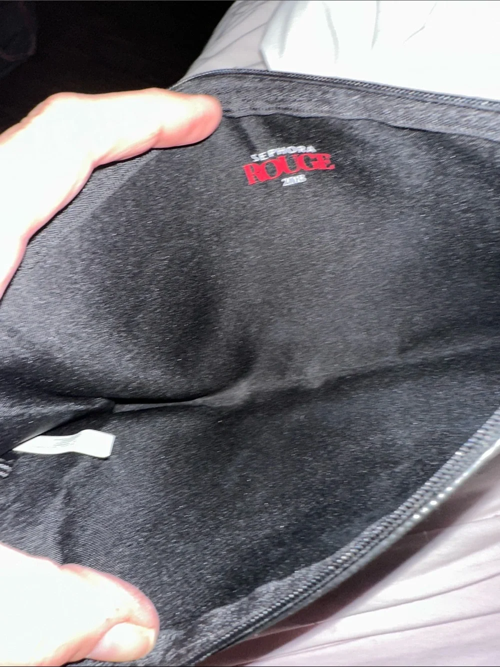 NWOT Sephora Rouge Black and White Polka Dot Cosmetic Bag medium size